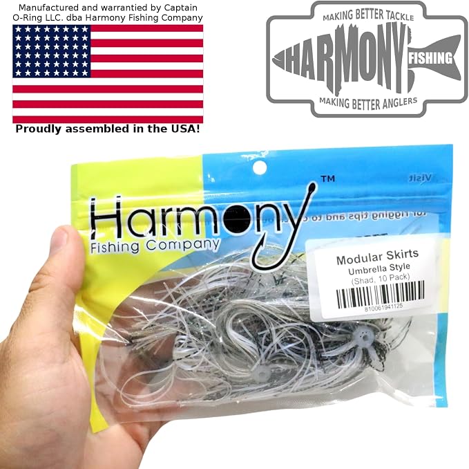 Harmony Fishing – Quick Change Umbrella Skirts for Fishing Jigs, Spinnerbaits, Buzzbaits, Lures, Baits (10 Pack)
