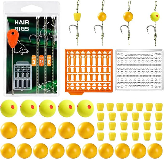 52pcs/218pcs Carp Fishing Rig Kit with Pop-Up Boilies, Dumbell Baits and Rig Needles Fishing Accessories