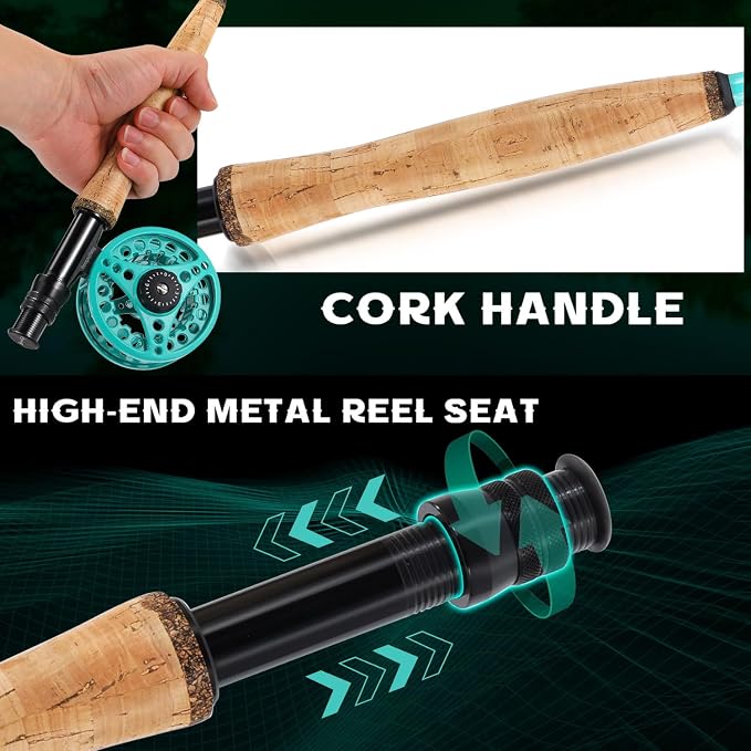 Sougayilang Fly Fishing Combo, 4 Piece Fly Rod and CNC Machined Aluminum Alloy Reel Complete Starter Package with Rod Bag