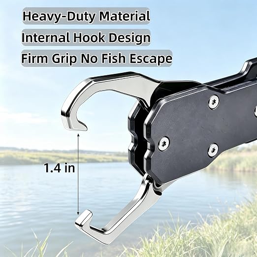 Fish Lip Gripper, Fish Gripper with Scale, Multifunctional Fishing Pliers with Hook Remover and Split Ring Tool, Ideal Fishing Gift for Men