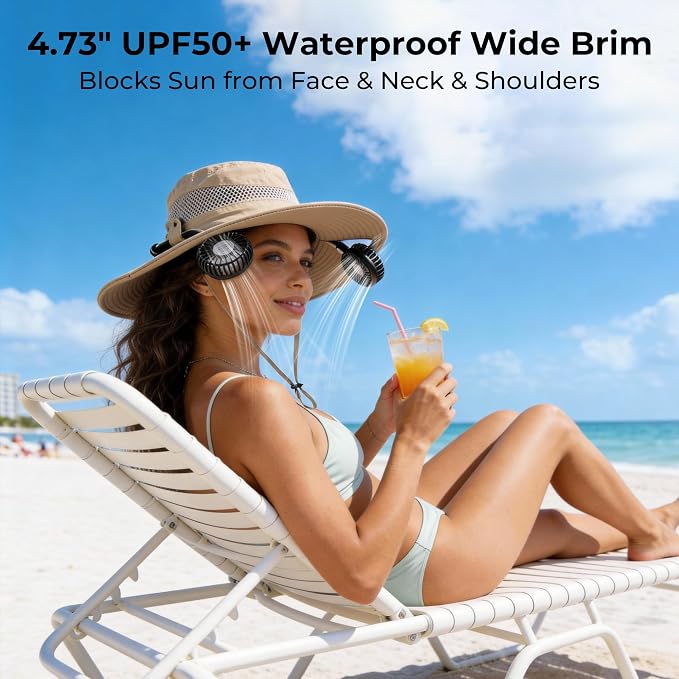 AMACOOL Bucket Hat Fan Pro, Gifts for Father Dad Husband, Fishing Essentials for Women Men, Camping Hiking Beach Gardening