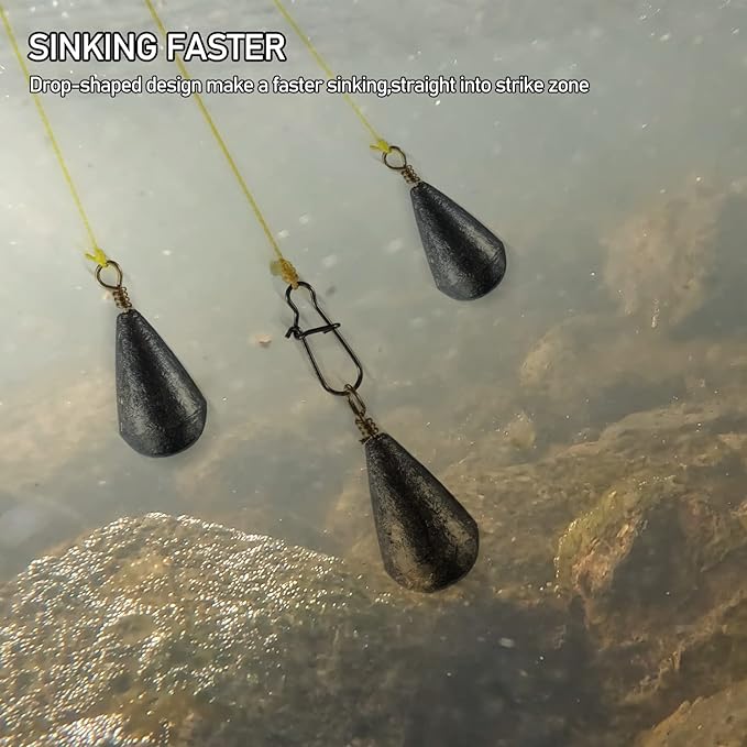 Dr.Fish 30 Pack Bass Casting Sinker Weights Lead Bell Drop Shot Weights with Brass Swivels Weight Freshwater Fishing Lead Sinker