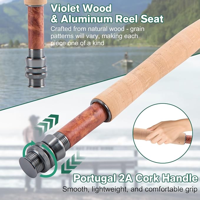 Goture Fly Fishing Rod and Reel Combo with Fly Rod & Gear Case, 9FT 4-Piece Fly Rod, Pre-Spooled Reel, Fly Line, Flies, Leader, Tippet, Forceps, Nipper and Complete Starter Kit