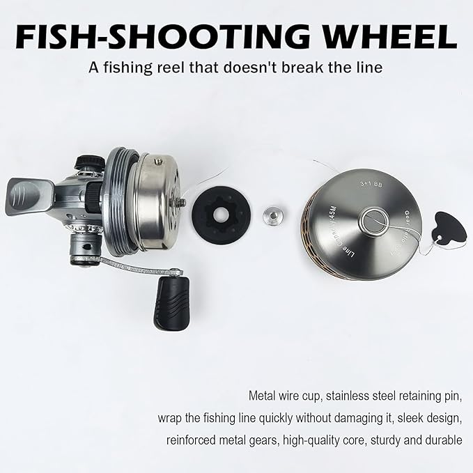 Spincast Fishing Reel, All-Metal Gears, Easy to Use Push Button Casting Design, Changeable Right/Left-Hand Retrieve