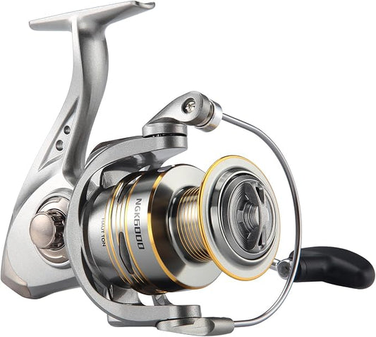 HAUT TON Spinning Reel 8000/9000/10000/12000/14000,6+1BB Metal Surf Fishing Reels,4.8:1 Gear Ratio 55lbs Drag Heavy Long Casting Inshore Saltwater Monster Fish