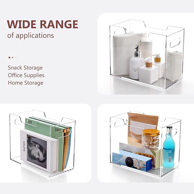 Acrylic Hanging File Organizer, Letter Size Clear Magazine Rack Folders Holder, Large Capacity Storage Box for Desk Office School, No Assembly Required