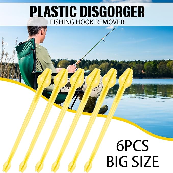 RoundFunny 6 Pcs Fish Hook Remover Tool Plastic Snelled Hook Disgorger Portable Unhook Extractor Tool for Fishing Gear Accessories