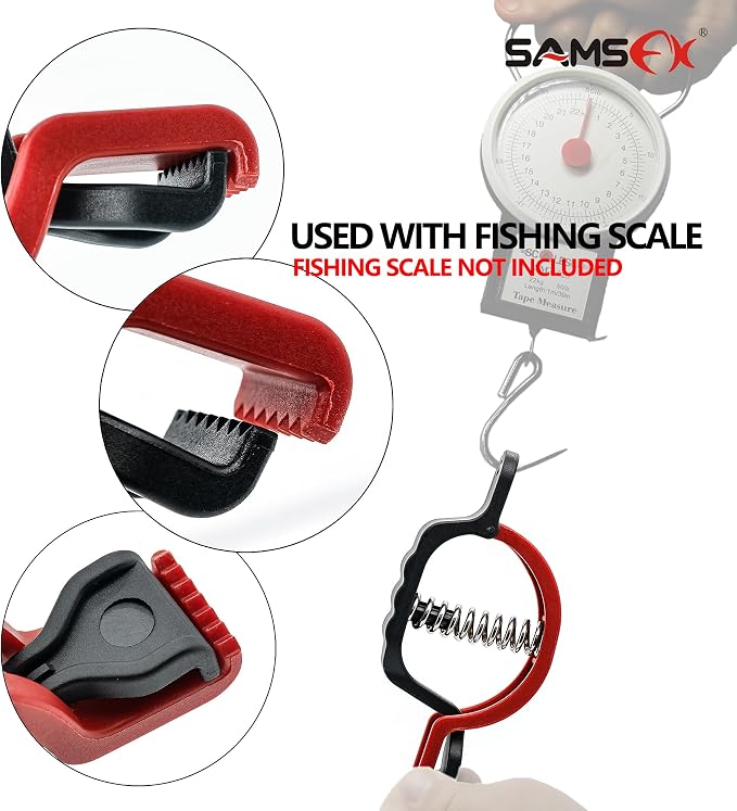 SAMSFX 5.3'' Fish Lip Gripper, Fish Grabber for Fishing Scale, Fish Lip Grip Holder for Digital Scale Hook Non-Puncture Replacement Clamp