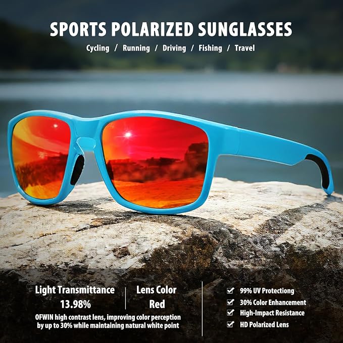Sports Polarized Sunglasses for Men Women UV Protection Unbreakable Driving Running Fishing Hiking Sun Glasses