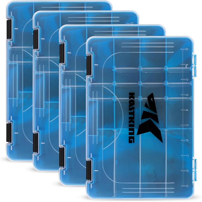 KastKing Tackle Boxes, Plastic Box, Plastic Storage Organizer Box with Removable Dividers - Fishing Tackle Storage - Box Organizer - 2 Packs /4 Packs Tackle Trays - Parts Box