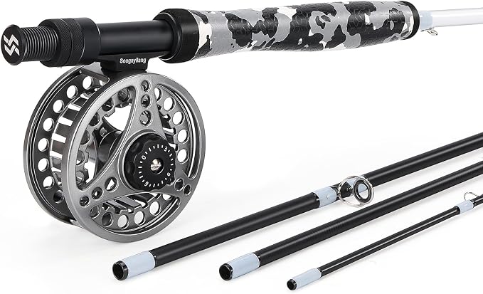 Sougayilang Standard Fly Fishing Combo Starter Kit, 5/6 Weight 9' Fly Rod with SuperPolymer Handle, Accessories, Carrying Case, Fly Box Case & Fishing Flies