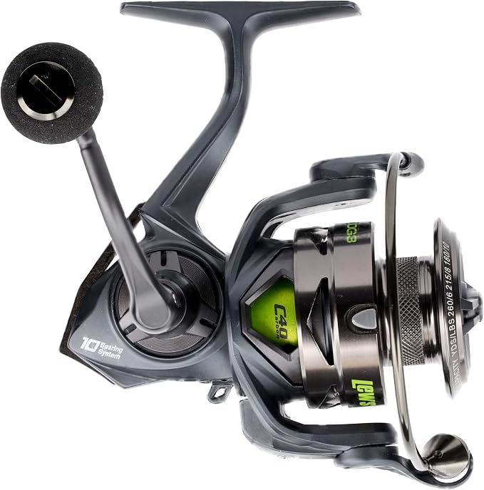 Lew's MACH 2 Spinning Fishing Reel, 6.2:1 Gear Ratio, Right or Left-Hand Retrieve, Aluminum Frame, Premium 10 Stainless Steel Ball Bearings, Black/Green