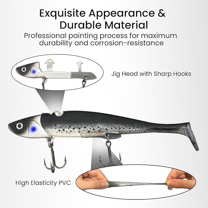 Pristis Lifelike Fishing Plugs for Bass Muskie Walleye, Slow Sinking Swimbaits for Saltwater Freshwater, Shallow Deep Diving Crank Hard Baits Lure Set with Reinforced Treble Hooks for Pike Crappie