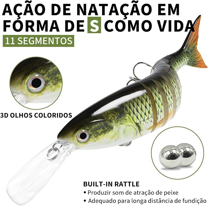 TRUSCEND Swimmax Easy Catch Fishing Lures with BKK Hooks, Wiggling, Vibrating, Rattling and Gurgling for More Bite, Heavy-Duty Dyneema Fiber Jointed Swimbaits for Bass, Trout, Walleye, Crappie, Pike