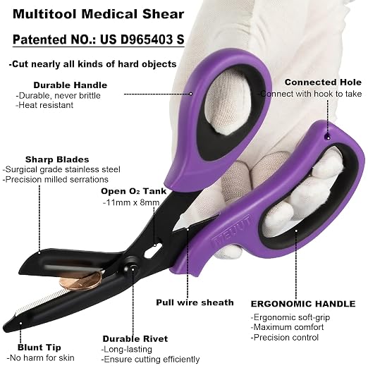 MEUUT 2 Pack Trauma Shears Bandage Scissors for Left and Right Hand- Medical Supplies with 8 inch Heavy Duty Medical Scissors for EMT Workers Nurses
