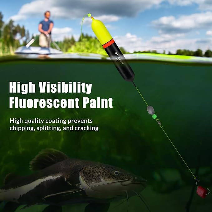 THKFISH Slip Bobbers Floats, EVA Foam Slider Floats, Weighted Fishing Bobbers for Sea Fishing Catfish Bobbers Assortment Freshwater, 4PCS Floatage 1-4oz