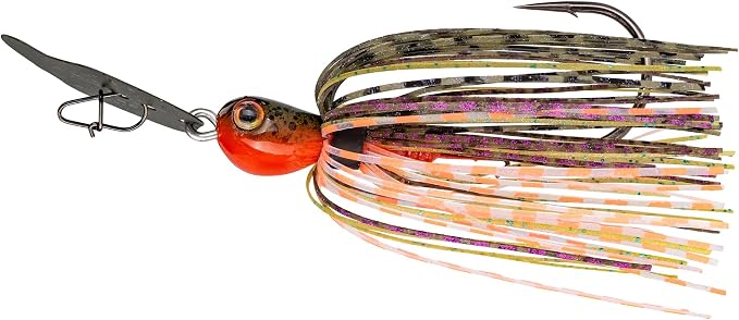 Strike King Thunder Cricket Fishing Lure, Vibrating Swim Jig, Silver Blade, 4/0 Jungle-Style Flipping Hook