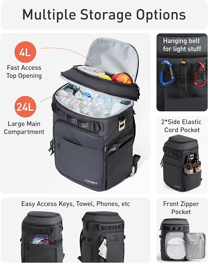 TOURIT Cooler Backpack 32 Cans Large Capacity Insulated Backpack Cooler Bag for Men Women to Picnic, Hiking