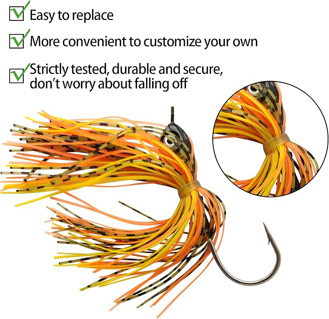 Eupheng Bass Spinnerbaits, 1/4 3/8 1/2 1/8 3/16 oz, Double Willow & Colorado Blades with Silicone Skirt Bass Spinner baits