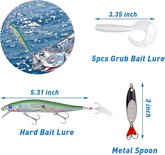 Saltwater Fishing Tackle Kit,131pcs Surf Fishing Gear with Saltwater Fishing Lures Fish Finder Rigs Pyramid Sinkers Hooks Swivels Wire Leaders Spoon Lure Bobbers Various Accessories