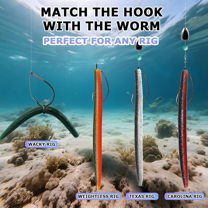Senko Worms for Bass Fishing - 4" / 5" Soft Plastic Baits with Scented & Flavored Salt Impregnation - 15pcs Freshwater Saltwater Fishing Lures Kit