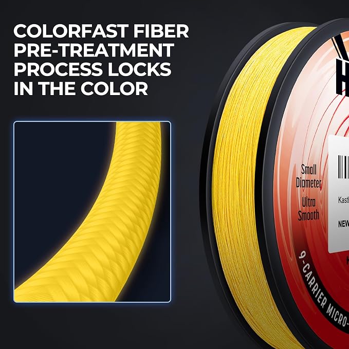 KastKing Hammer Alpha 9 UHMWPE Braided Fishing Line - Made in the USA, Strong and Smooth, Round, 9-Carrier, Colorfast Braided Fishing Line, Perfect for Most Fishing Reel and Finesse Applications