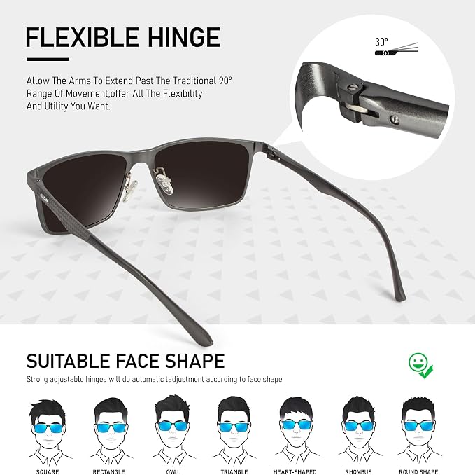 BIRCEN Polarized Mens Sunglasses for Driving: UV Protection Al-Mg Metal Sunglasses Lightweight Shades for Fishing Travel Golf