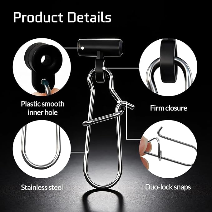 FishTrip Sinker Slides for Fishing Rigs - 25/50/100pcs Duo Lock Snaps for Fishing Line Heavy Duty Weights Sinkers Saltwater Connector Accessories