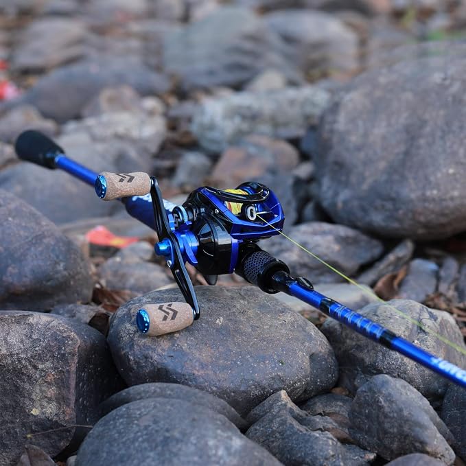One Bass Fishing Rod and Reel Combo, IM7 Graphite 2 Pc Blank Baitcasting Combo, Spinning Rod with Super Polymer Handle