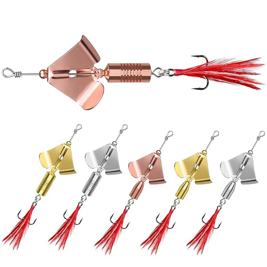 TRUSCEND Swim or Jig Fishing Spinner Baits for Freshwater and Saltwater, Rooster Tail Fishing Lures for Trout Bass Walleye Crappie Salmon Pike, Blade Bait with Copper Blade