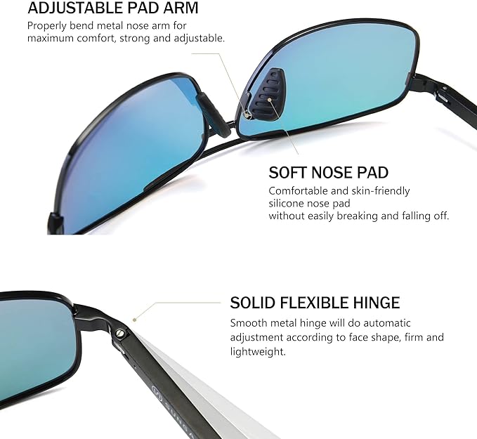 SUNGAIT Ultra Lightweight Rectangular Polarized Sunglasses Men UV400 Protection