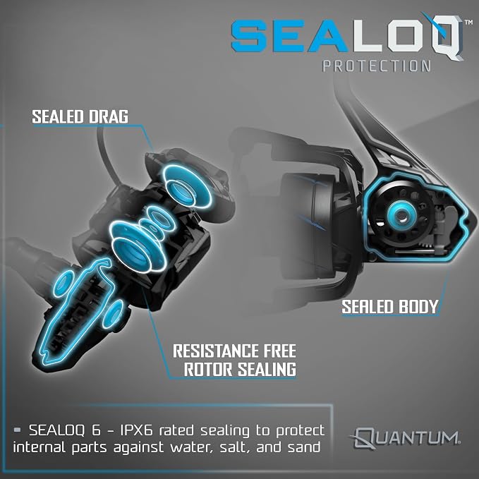 Quantum Strive Spinning Reel and Fishing Rod Combo, Graphite Composite Blank, 4+1 Bearings, Silver/Blue