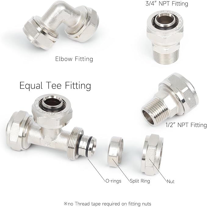 Compressed Air Piping System with 3/4 Inch ID x 100 feet 3-Way Dual-Outlet Aluminum Manifolds for Garage Shop Air Line Kit, Air Compressor Line Kit |200 PSI | 9110