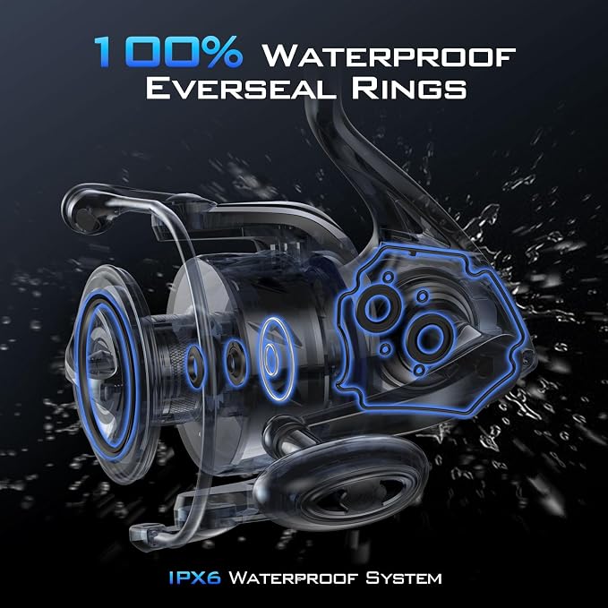 KastKing Kapstan Elite Saltwater Spinning Fishing Reel, Up to 55LBs Max Drag, IPX6 Waterproof & Corrosion-Resistant Bearing System - Ideal Fishing Gifts for Saltwater Fishing