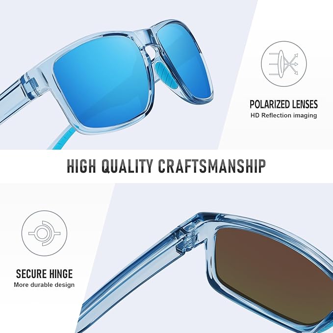 Sports Polarized Sunglasses for Men Women UV Protection Unbreakable Driving Running Fishing Hiking Sun Glasses
