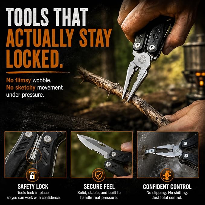Multi Tool Knife Gift Set for Men - Pocket EDC Multitool with Folding Knife, Pliers, Screwdrivers & Bit Kit - Camping, Fishing & Everyday Carry Tool Gift for Dad, Husband & Outdoorsmen