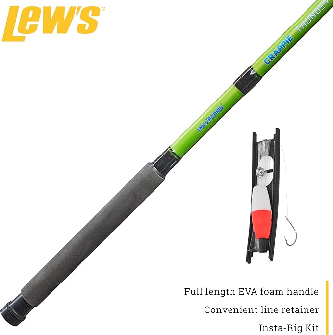 Lew's Crappie Thunder Telescopic Fishing Rod, Light Power, Fast Action, Premium Fiberglass Blank, EVA Foam Handle