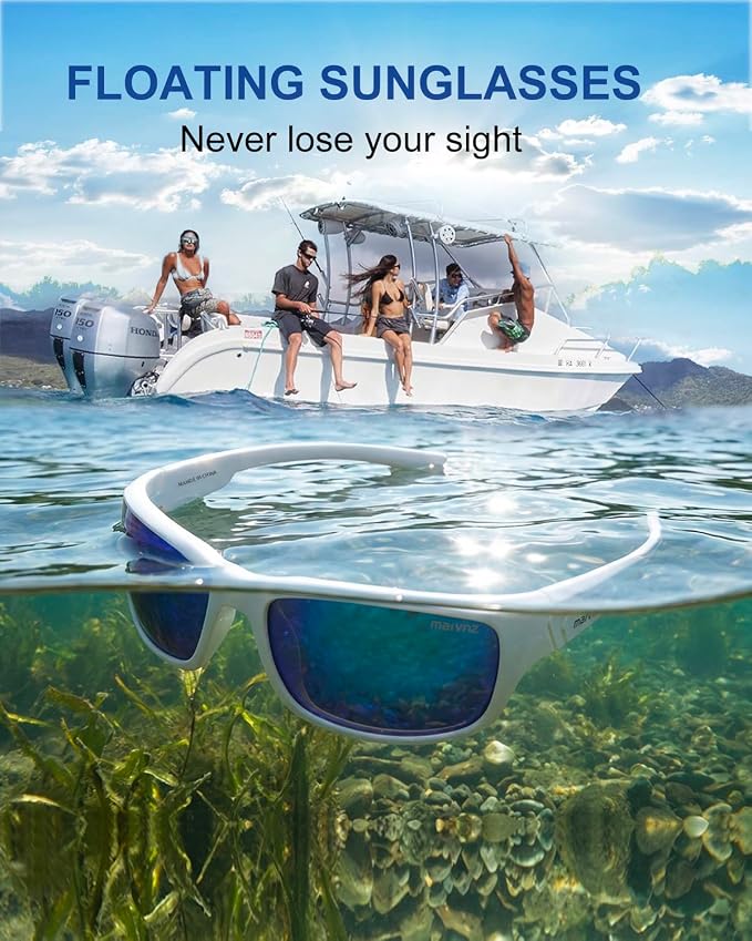 maivnz Floating Polarized Fishing Sunglasses for Men Women, Unsinkable UV400 Sports Glasses for Kayaking, Boating & Surfing