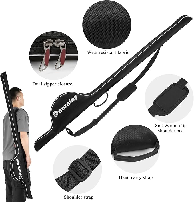 Fishing Rod Bag - 63 Inch Rod & Reel Protective Case, Portable Folding Pole Case, Waterproof Tackle Storage & Organizer