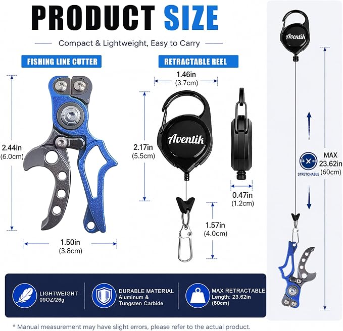 Eupheng Aluminum Mini Fishing Line Cutters with Retractor, Braided Line Cutter with Tungsten Carbide Blade, Inline Lightweight Fishing Nippers Clipper for Braided Line, Mono and Fluorocarbon