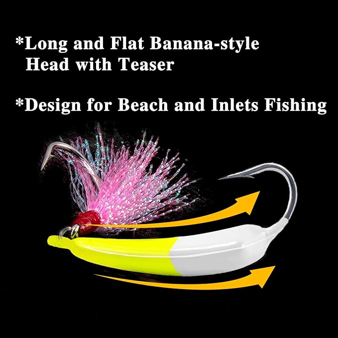5 Pack Fishing Jig Heads, Swimbait Jigs Pompano Jigs with Teaser Hooks, Surf Fishing Jigs Saltwater Jig Heads Stand Up Jig High Carbon Steel O'Shaughnessy Hooks jigs