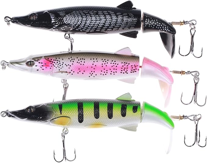 Bass Fishing Lures, Jointed Swimbait Glide Bait for Bass, Trout & Pike – Lifelike Fishing Lure with 3D Eyes, Built-in Rattle Chamber, Triple Hook – Realistic Fishing Lures for Freshwater & Saltwater