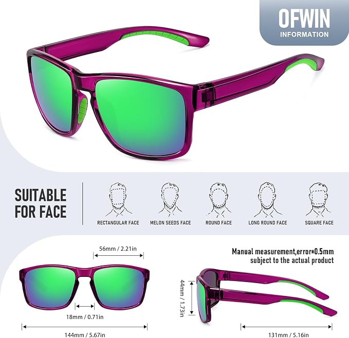 Sports Polarized Sunglasses for Men Women UV Protection Unbreakable Driving Running Fishing Hiking Sun Glasses