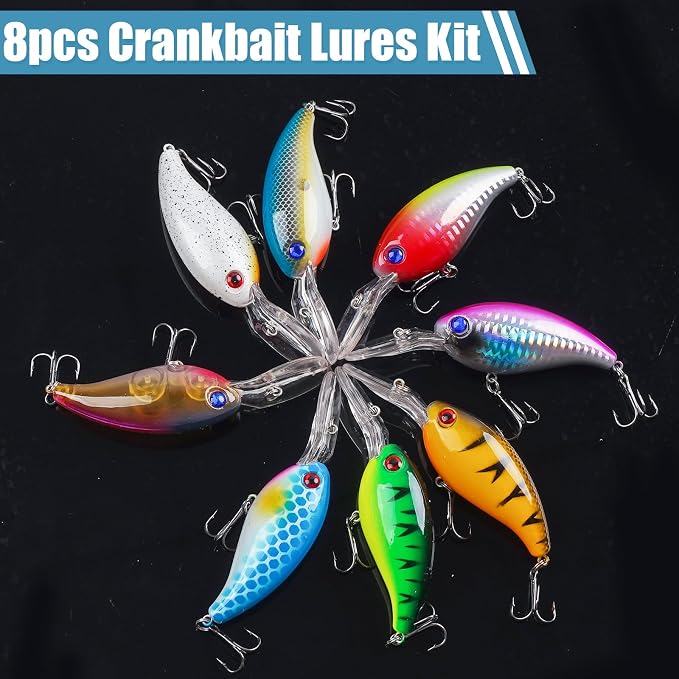 Fishing Lures Hard Bait Minnow Swimbait Crankbait Jerkbait Lure with Treble Hooks 3D Eyes Freshwater Saltwater Fishing Lures for Bass Trout Walleye Pike Catfish
