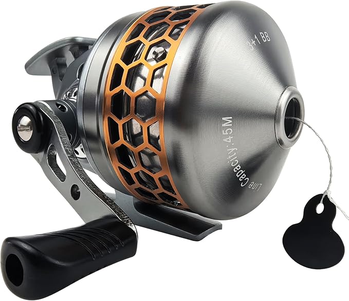 Spincast Fishing Reel, All-Metal Gears, Easy to Use Push Button Casting Design, Changeable Right/Left-Hand Retrieve