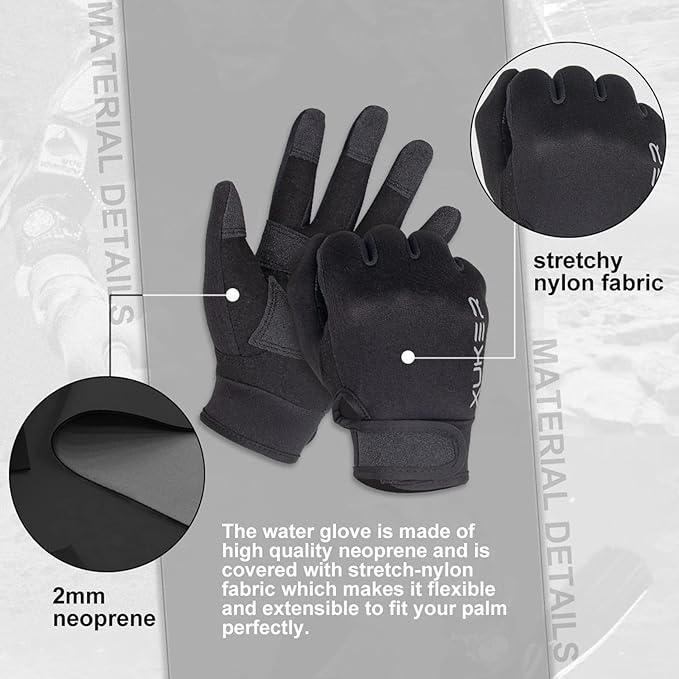 XUKER Neoprene Glove,Wetsuit Gloves 1.5mm & 2mm for Scuba Diving Snorkeling Paddling Surfing Kayaking Canoeing Spearfishing Skiing and Other Water Sports