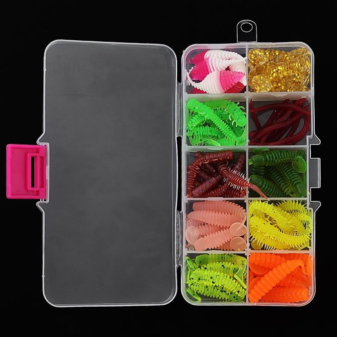 68pcs Fishing Topwater Lures Kits Mixed Artificial Baits Tackle Box, Soft Plastic Fishing Lures Baits Including Soft Worm Centipede for Bass Trout Walleye