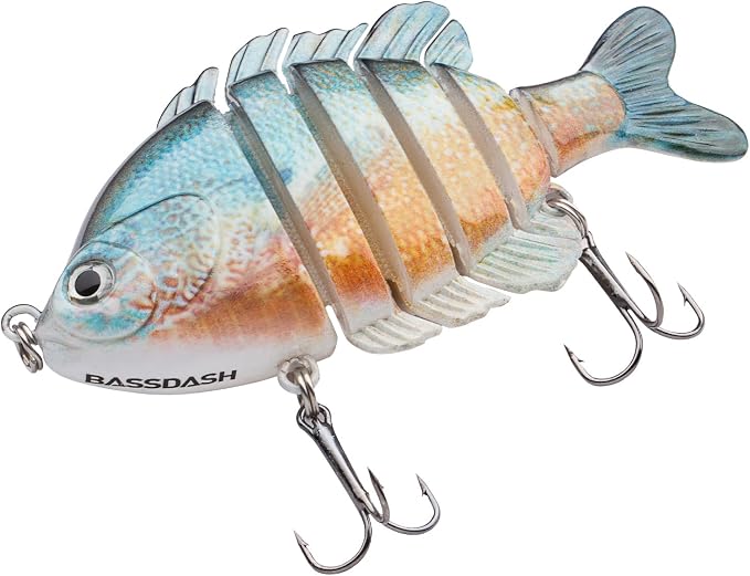 BASSDASH SwimPanfish Multi Jointed Panfish Bluegill Swimbaits Hard Topwater Bass Lures Fishing Lure Crank Saltwater 3.5in/0.85oz