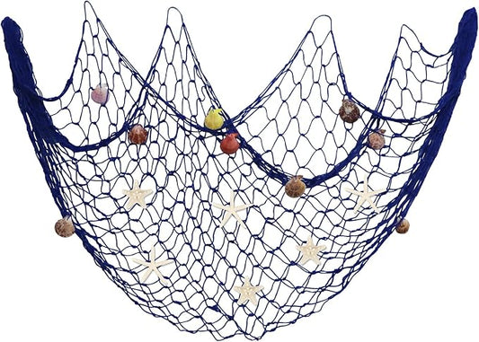Fangoo 79x39 Inch Nautical Fishing Net Wall Decorations for Under the Sea Party with Shells and Starfish Crafts Bathroom Ceiling Table Decor for Beach Ocean Pirate Wedding Themed Party (blue)