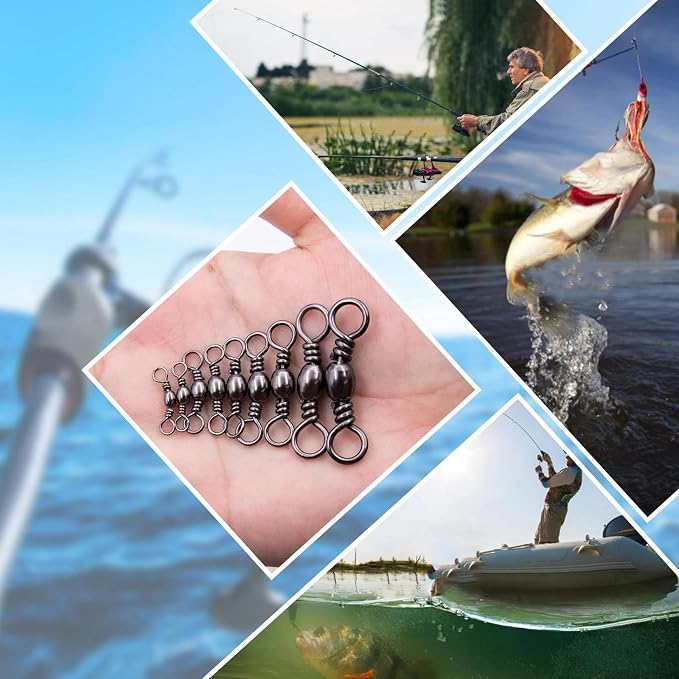 Fishing Barrel Swivels - 50Pcs/100pcs Solid Ring Rolling Swivel Connector High Strength Fishing Terminal Tackle for Saltwater Sea Fishing